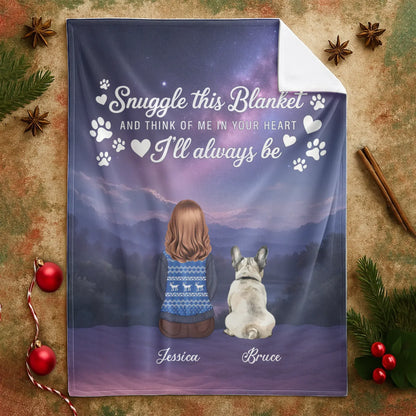 Think Of Me In Your Heart - Personalized Pet Memorial Custom Blanket