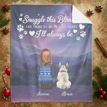 Think Of Me In Your Heart - Personalized Pet Memorial Custom Blanket