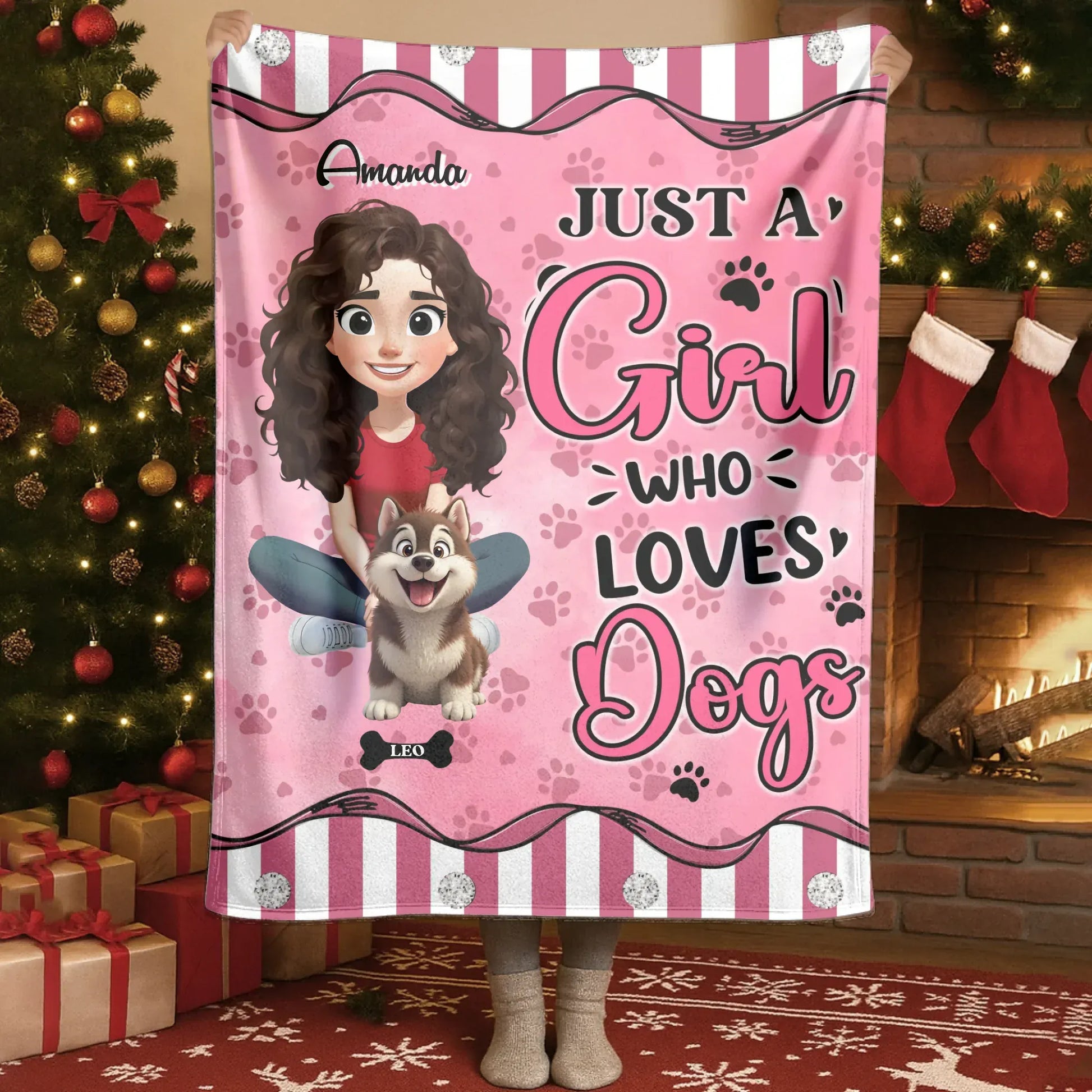 Just A Girl Who Loves Dogs - Personalized Dog Mom Custom Blanket