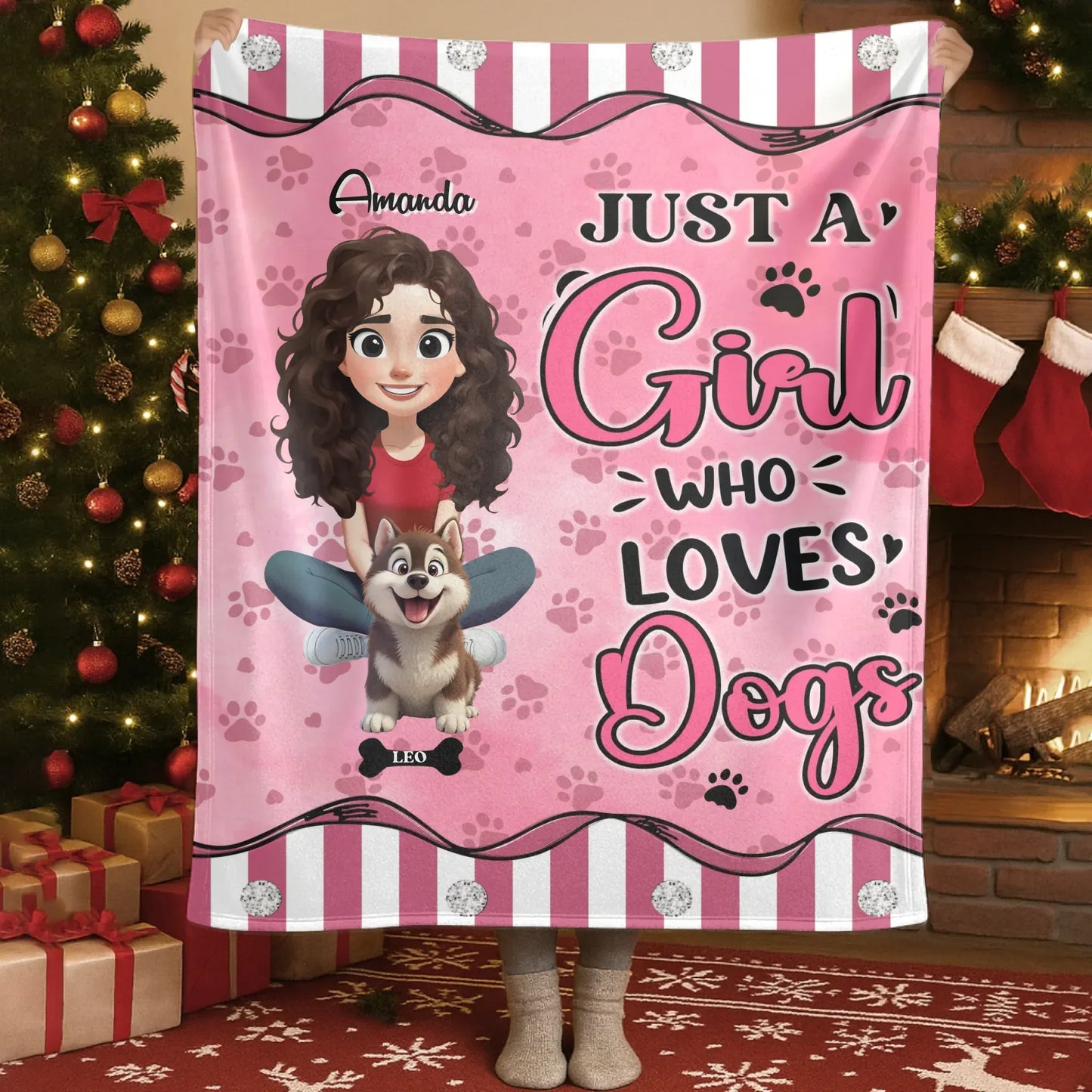 Blanket Custom KNT / White / 30x40in / 76x101cm Just A Girl Who Loves Dogs - Personalized Dog Mom Custom Blanket