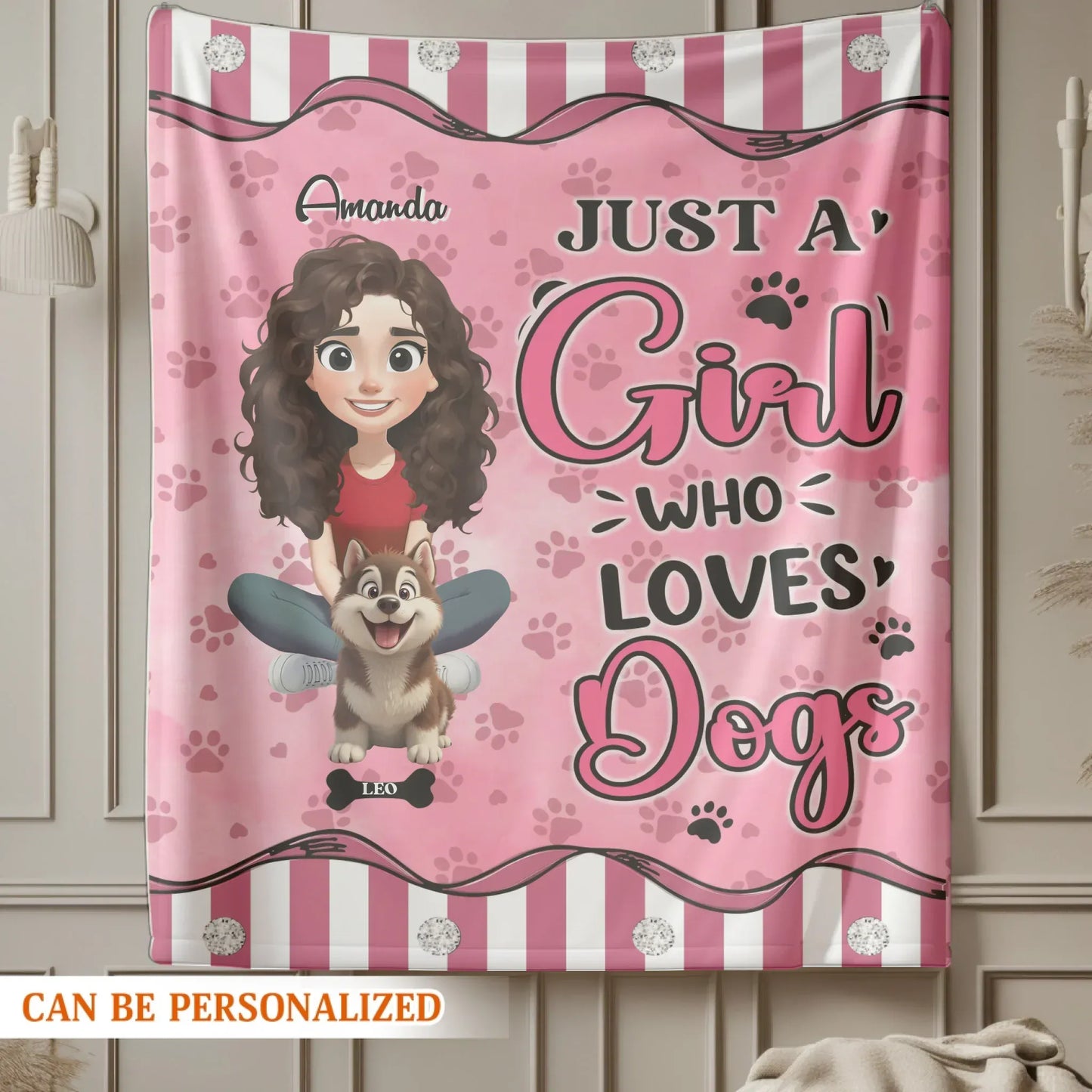 Just A Girl Who Loves Dogs - Personalized Dog Mom Custom Blanket