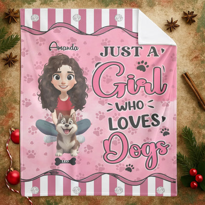 Just A Girl Who Loves Dogs - Personalized Dog Mom Custom Blanket