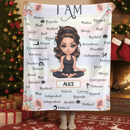 Blanket Custom KNT / White / 30x40in / 76x101cm I Am Enough and Strong Within - Personalized Yoga Affirmation Custom Blanket