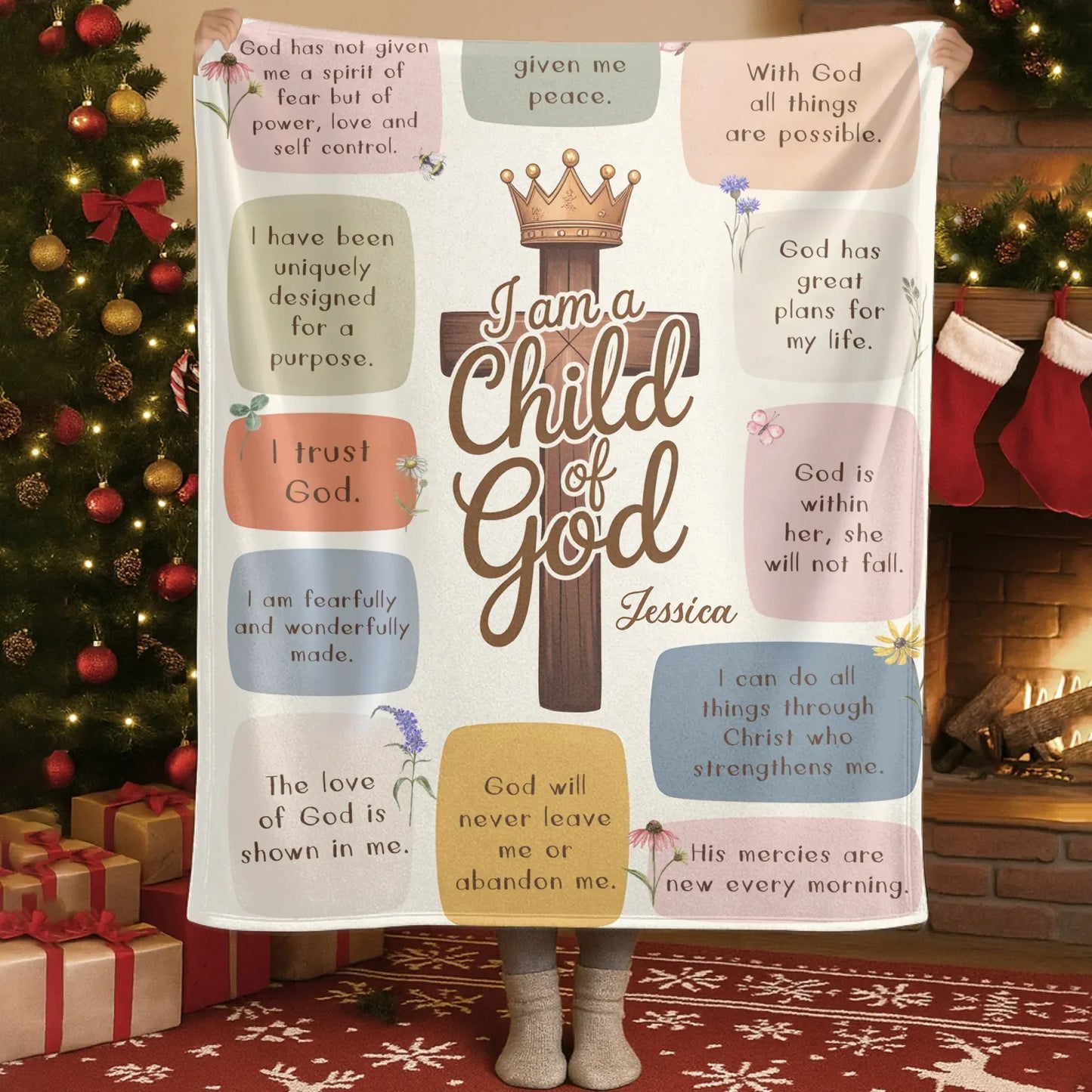 Blanket Custom KNT / White / 30x40in / 76x101cm I Am A Child Of God - Personalized Blanket