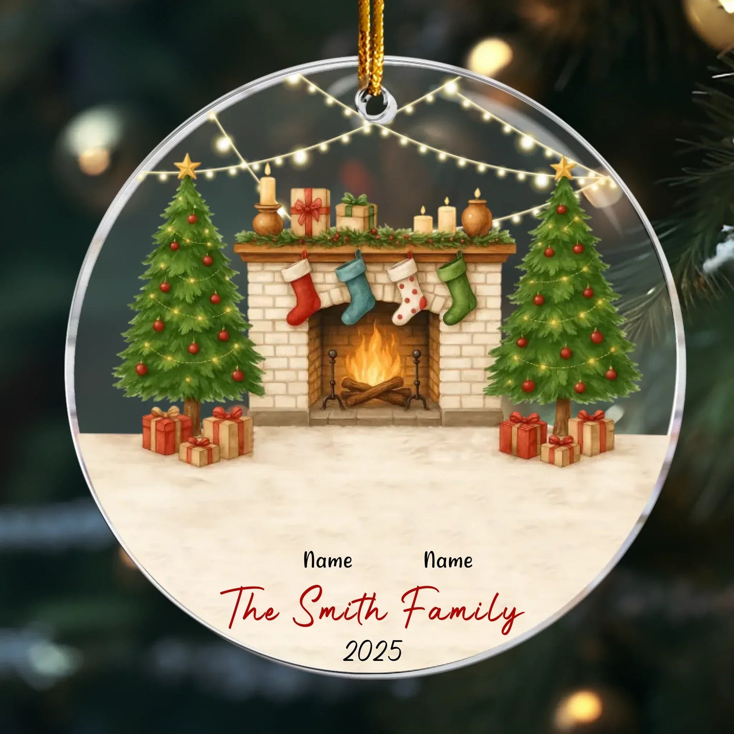 Personalized Ornaments Ornament Acrylic / Glass / 3.5in / 8.9cm Family Christmas Theme - Personalized Acrylic Ornament