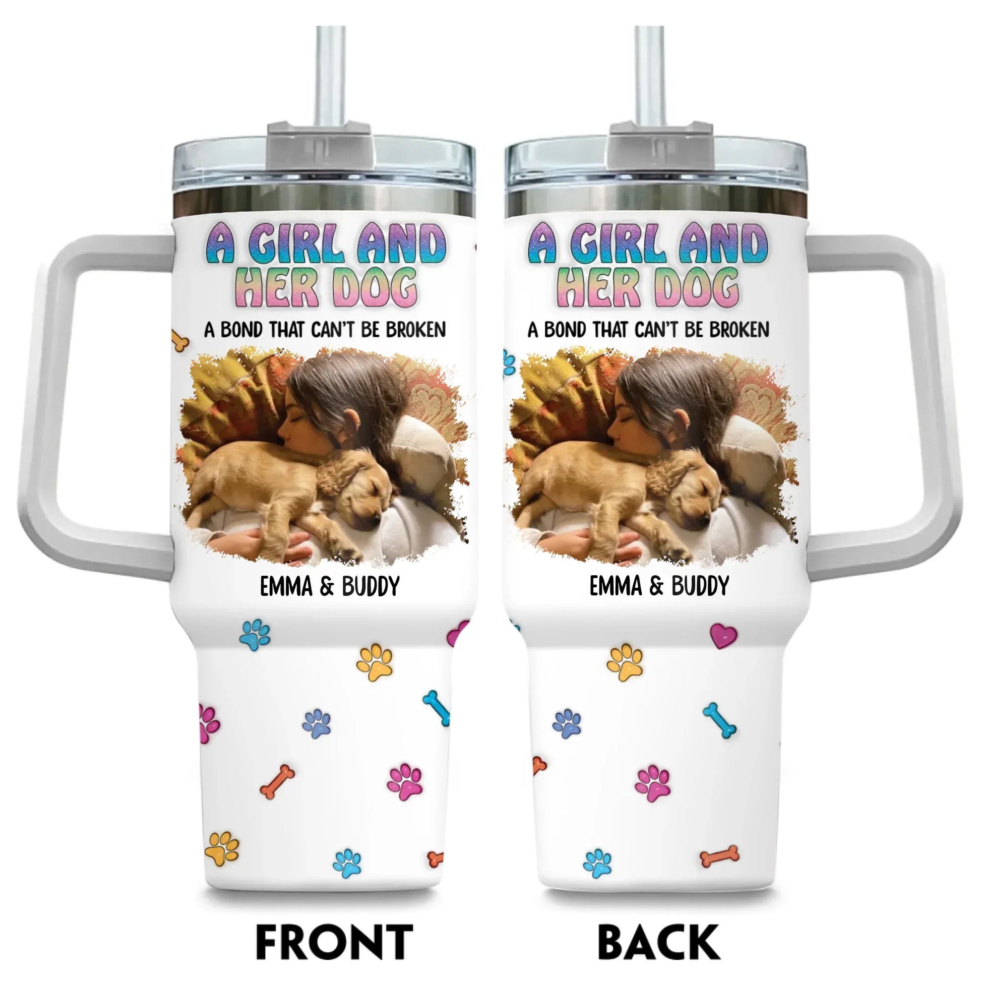 Personalized Tumblers TUMBLER / WHITE / 40oz A Man and His Dog Photo - Personalized Custom Printed Tumbler