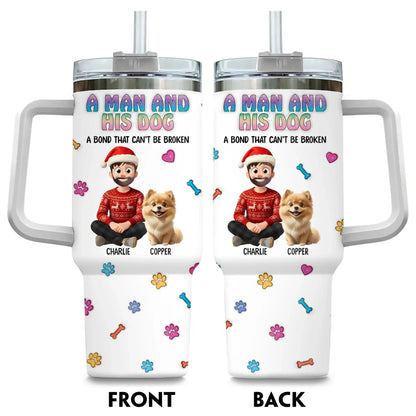 Personalized Tumblers TUMBLER / WHITE / 40oz A Man and His Dog - Personalized Custom Printed Tumbler