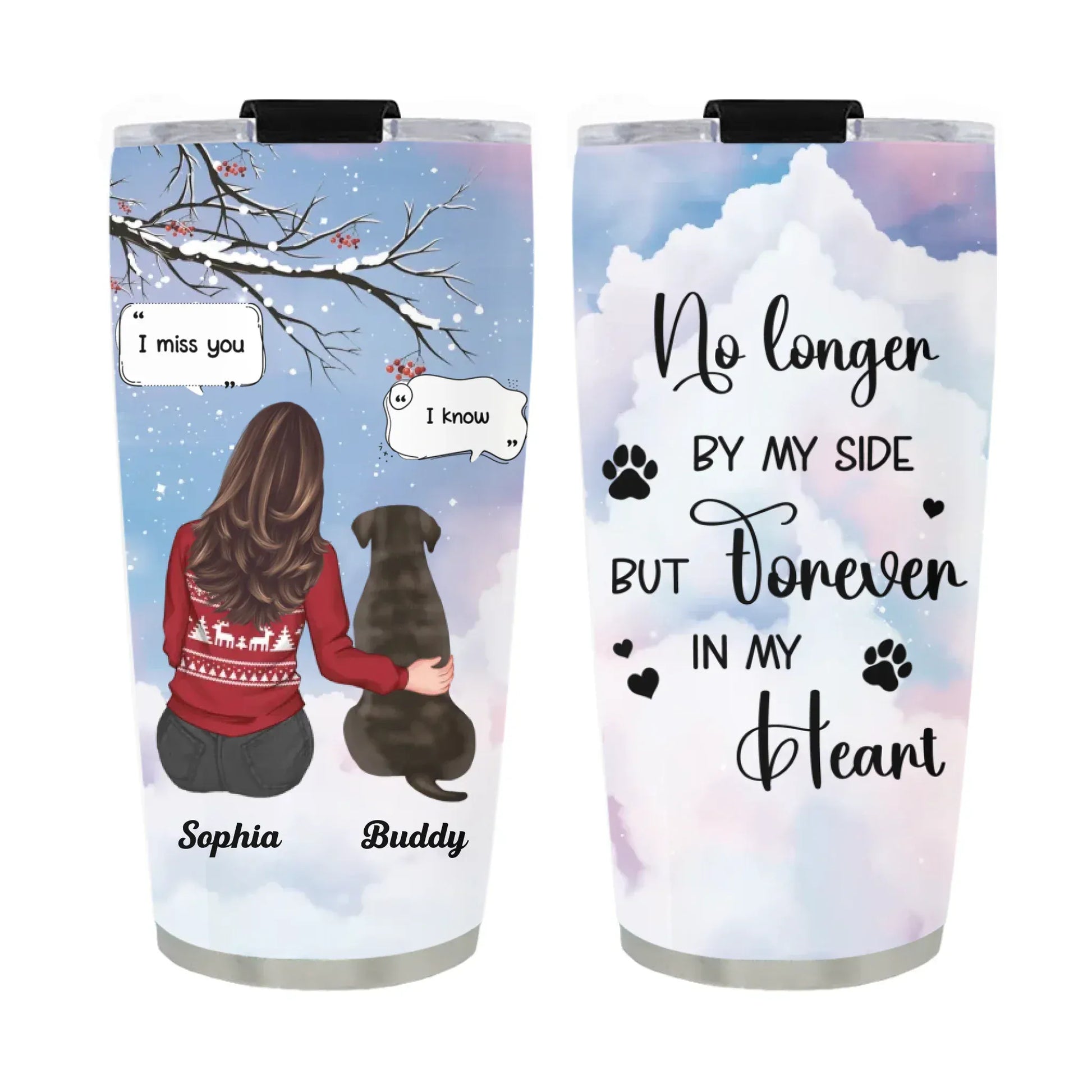 Personalized Tumblers TUMBLER / WHITE / 20oz I Miss You I Know - Memorial Gift For Pet Lovers/ Dog Mom - Personalized Tumbler With Straw