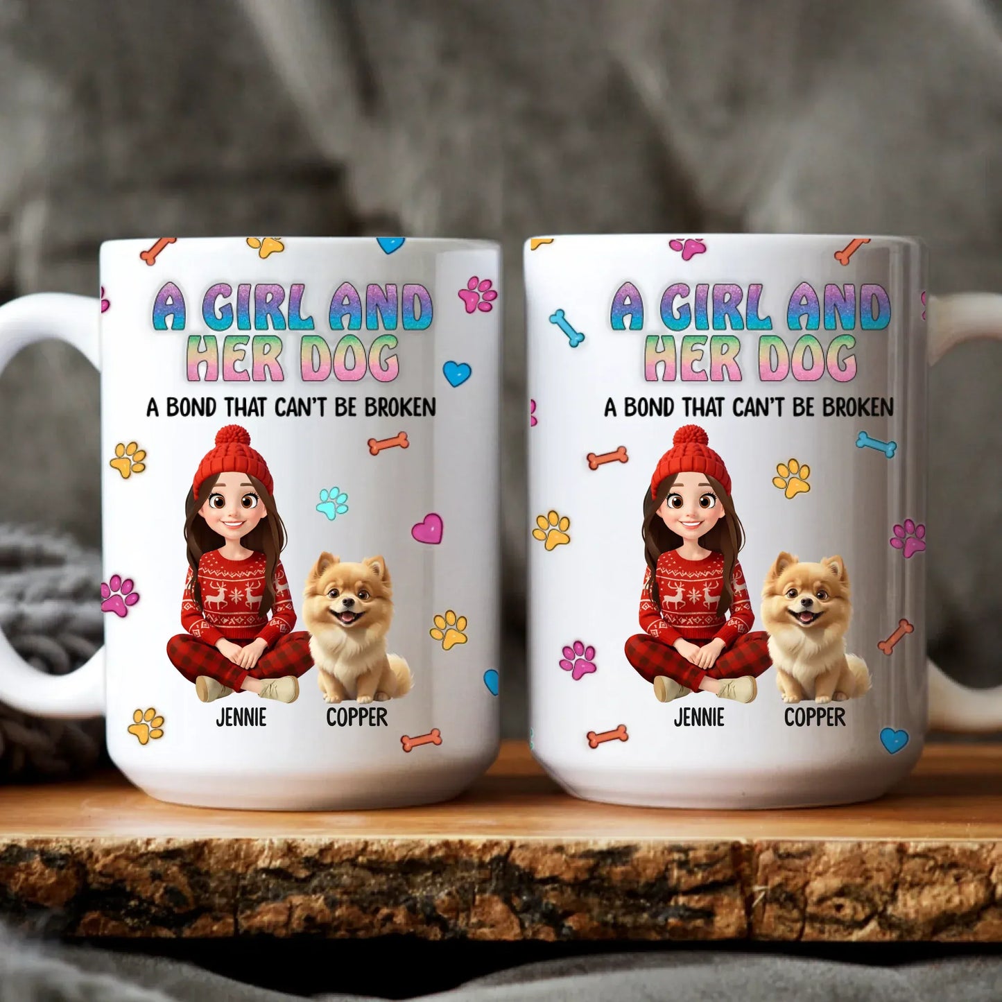 Personalized Mugs MUG / WHITE / 15oz A Girl and Her Dog - Personalized Custom Printed Mug