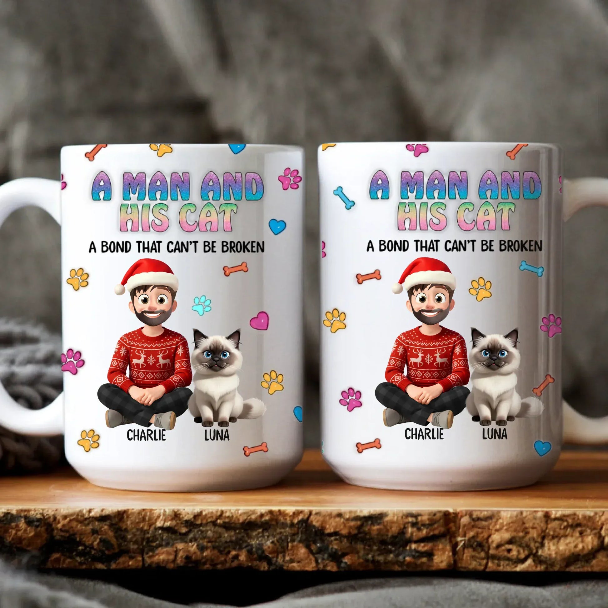 Personalized Mugs MUG / WHITE / 15oz A Man and His Cat - Personalized Custom Printed Mug