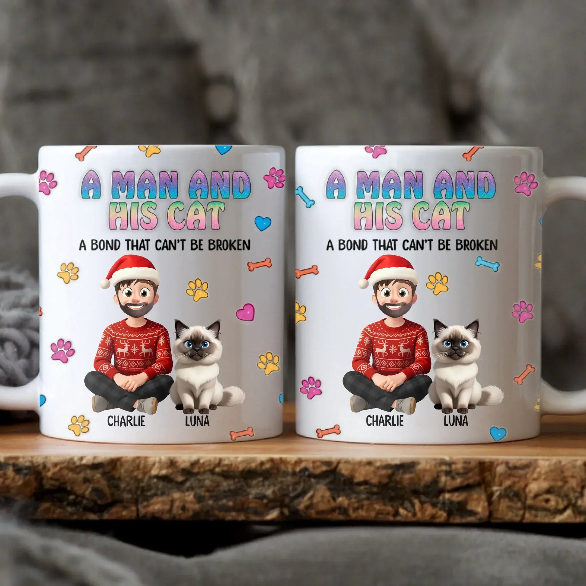 Personalized Mugs MUG / WHITE / 11oz A Man and His Cat - Personalized Custom Printed Mug