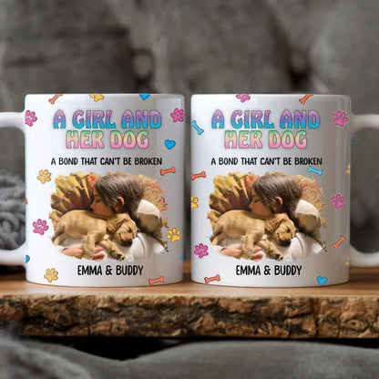 Personalized Mugs MUG / WHITE / 11oz A Girl and Her Cat Photo - Personalized Custom Printed Mug