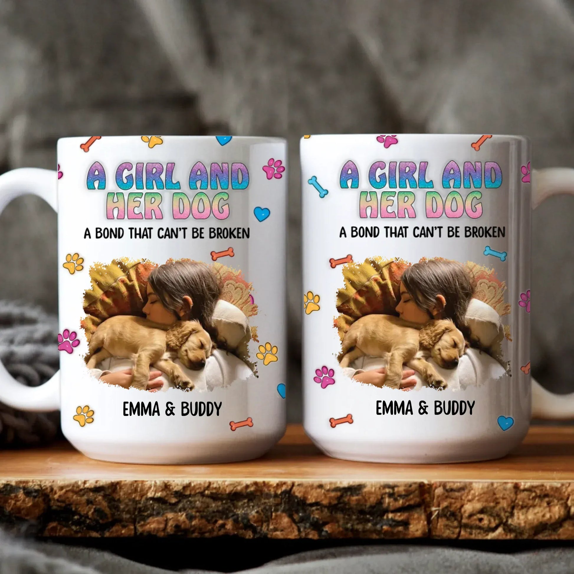 Personalized Mugs MUG / WHITE / 15oz A Girl and Her Cat Photo - Personalized Custom Printed Mug