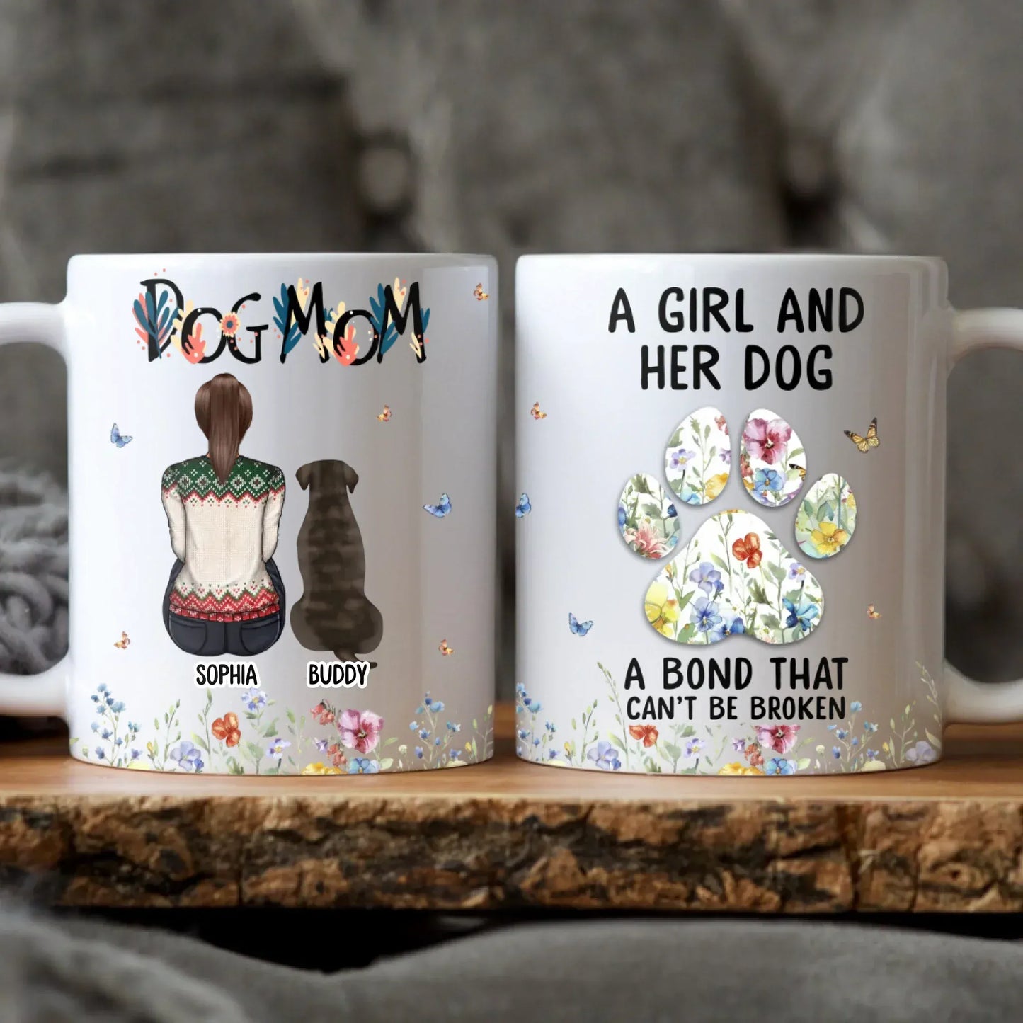 Personalized Mugs MUG / WHITE / 11oz A Girl And Her Dog Unbreakable Bond - Personalized Custom Printed Mug