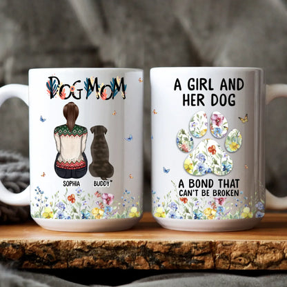 Personalized Mugs MUG / WHITE / 15oz A Girl And Her Dog Unbreakable Bond - Personalized Custom Printed Mug