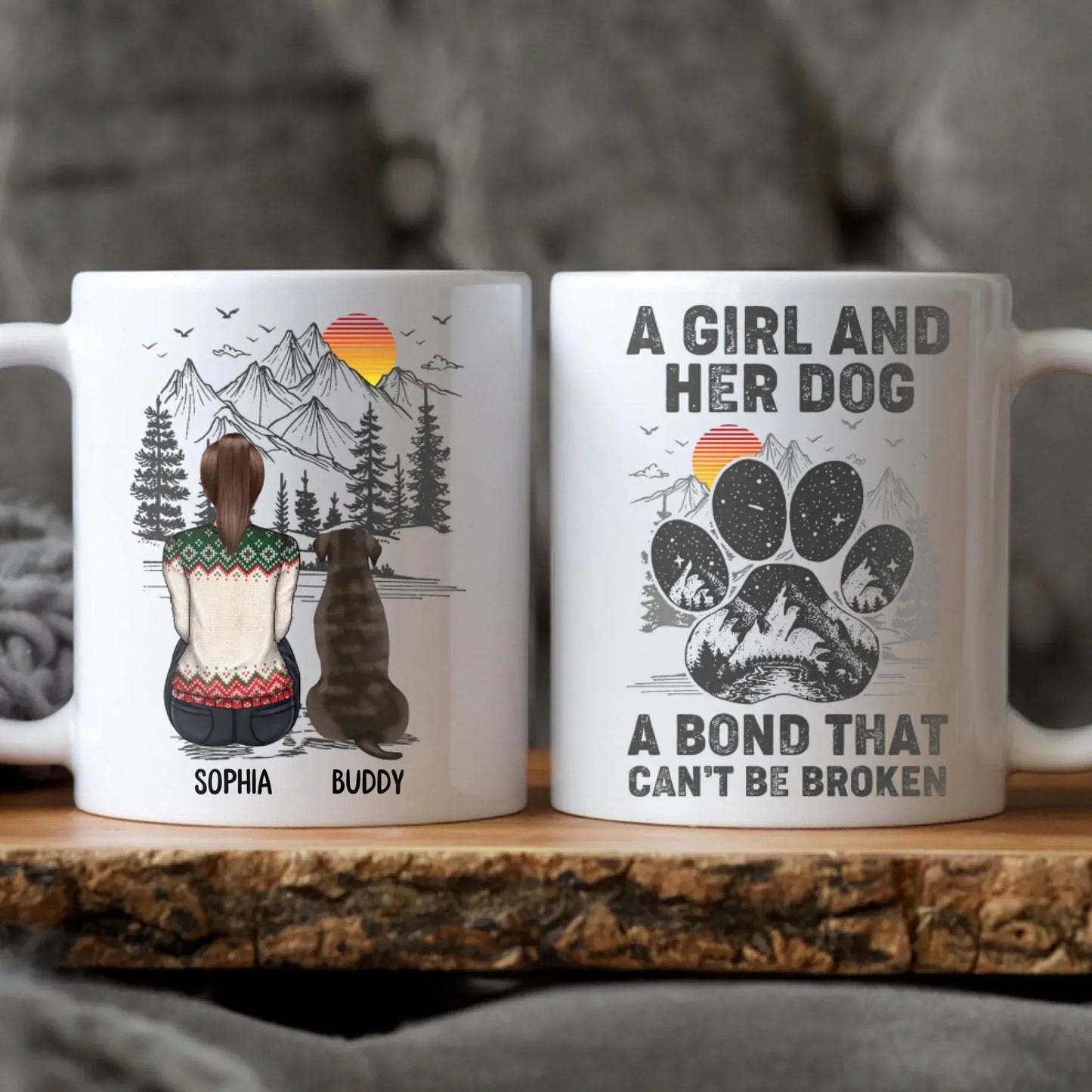 Personalized Mugs MUG / WHITE / 11oz A Girl And Her Dog Can't Be Broken - Personalized Custom Printed Mug
