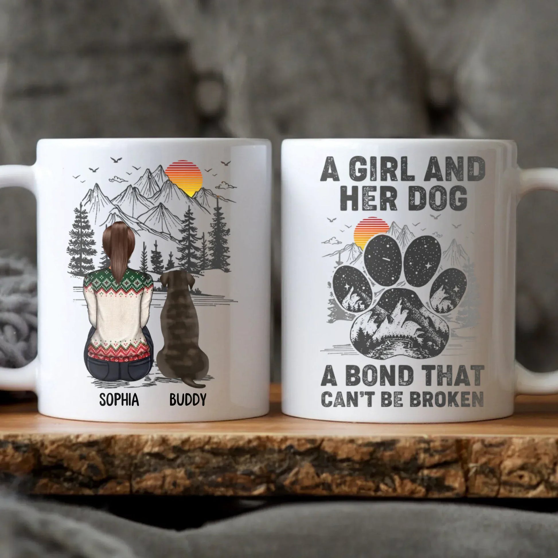 Personalized Mugs MUG / WHITE / 11oz A Girl And Her Dog Can't Be Broken - Personalized Custom Printed Mug
