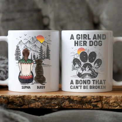 Personalized Mugs MUG / WHITE / 11oz A Girl And Her Dog Can't Be Broken - Personalized Custom Printed Mug