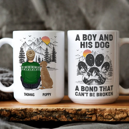 Personalized Mugs A Boy And His Dog Can't Be Broken - Personalized Custom Printed Mug