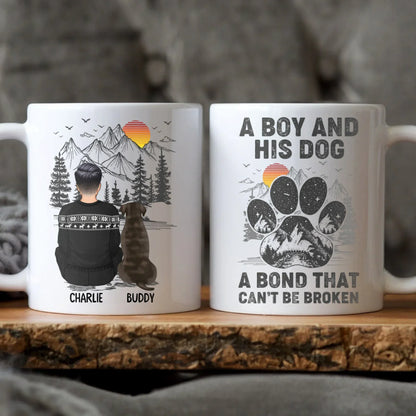 Personalized Mugs MUG / WHITE / 11oz A Boy And His Dog Can't Be Broken - Personalized Custom Printed Mug