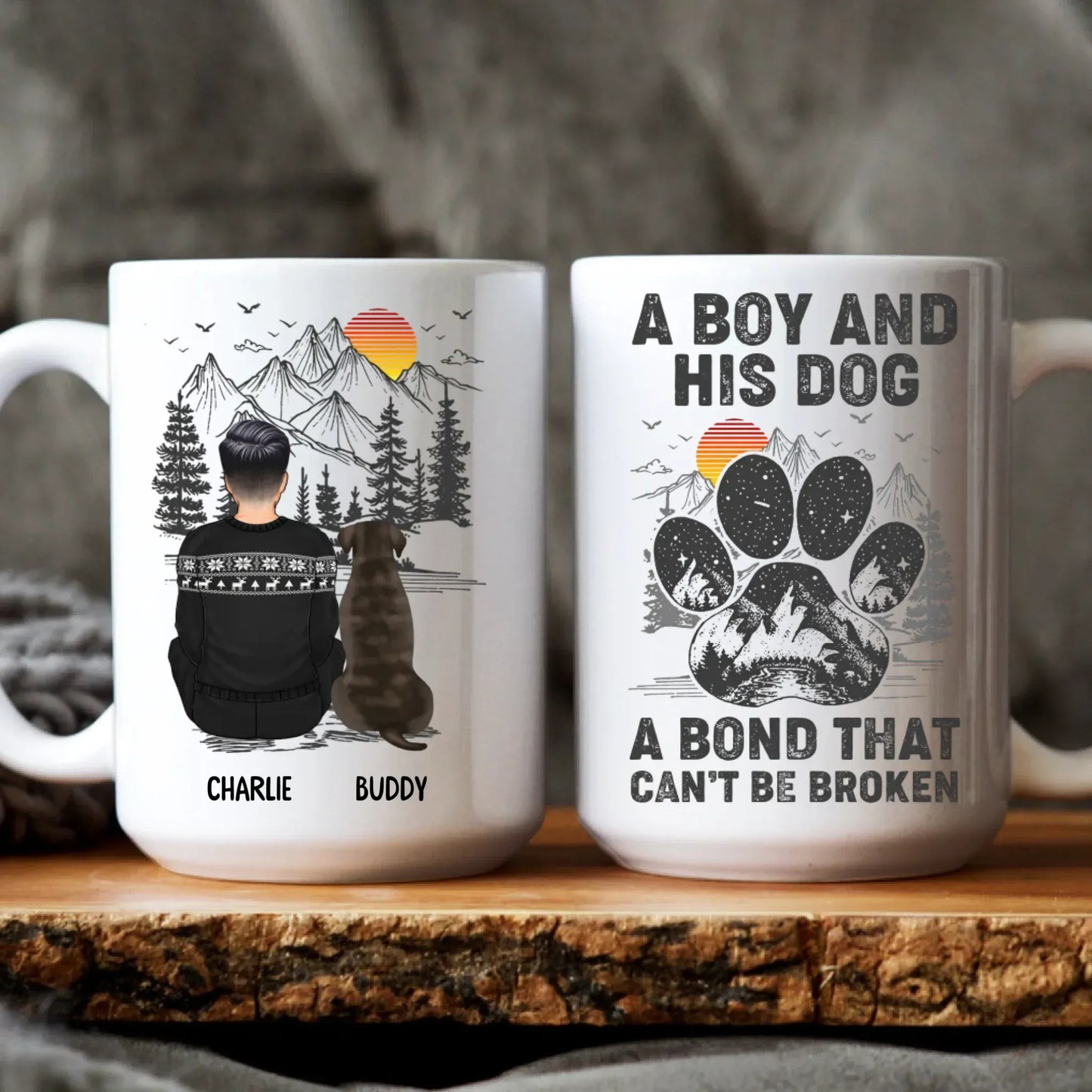 Personalized Mugs MUG / WHITE / 15oz A Boy And His Dog Can't Be Broken - Personalized Custom Printed Mug