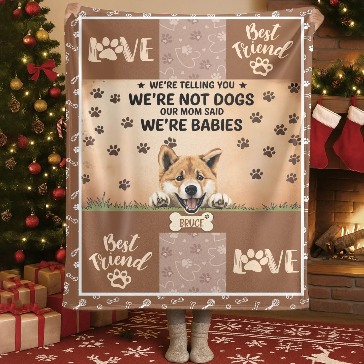 Blanket Custom KNT / White / 30x40in / 76x101cm We're Not Dogs We're Babies - Personalized Multiple Dog Custom Blanket