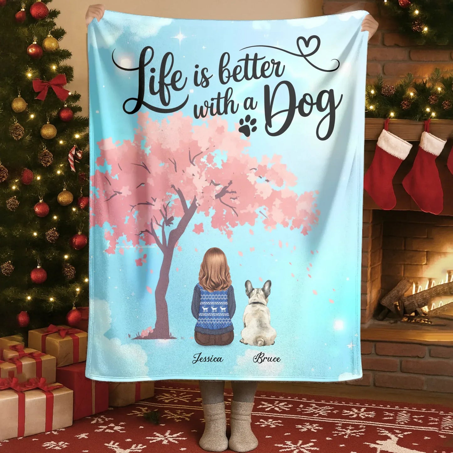 Life Is Better With A Dog - Personalized Girl & Multiple Dog Custom Blanket
