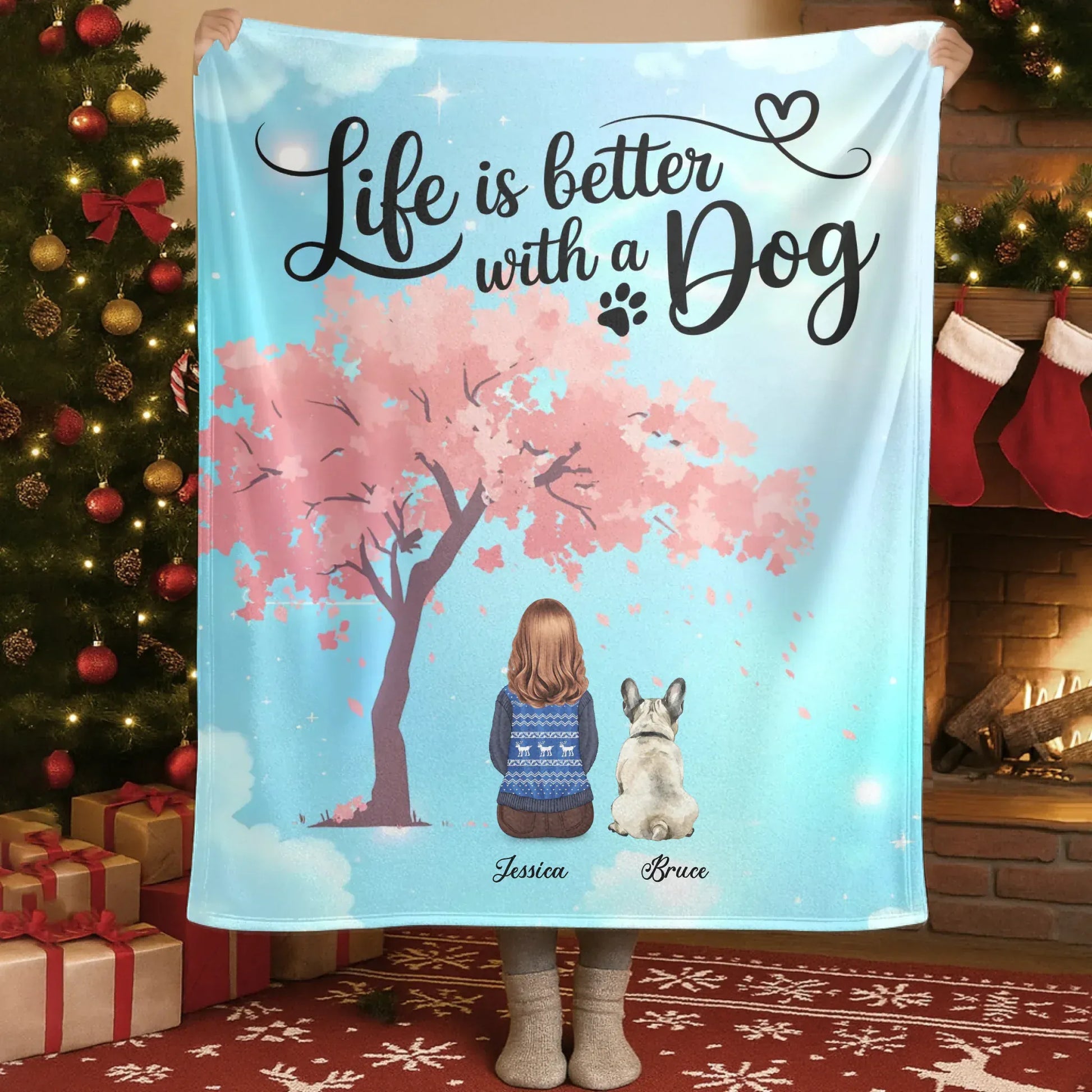 Blanket Custom KNT / White / 30x40in / 76x101cm Life Is Better With A Dog - Personalized Girl & Multiple Dog Custom Blanket
