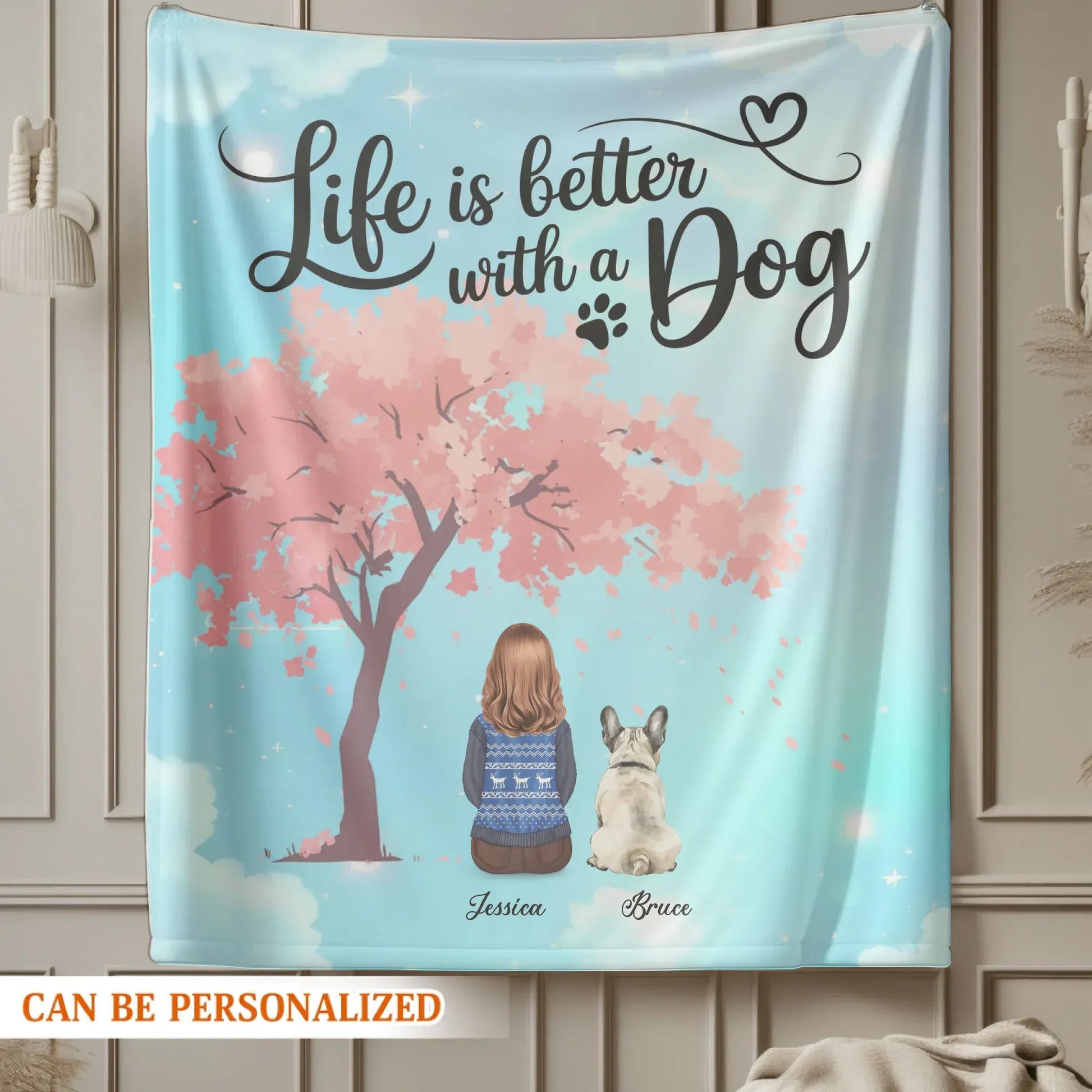 Life Is Better With A Dog - Personalized Girl & Multiple Dog Custom Blanket
