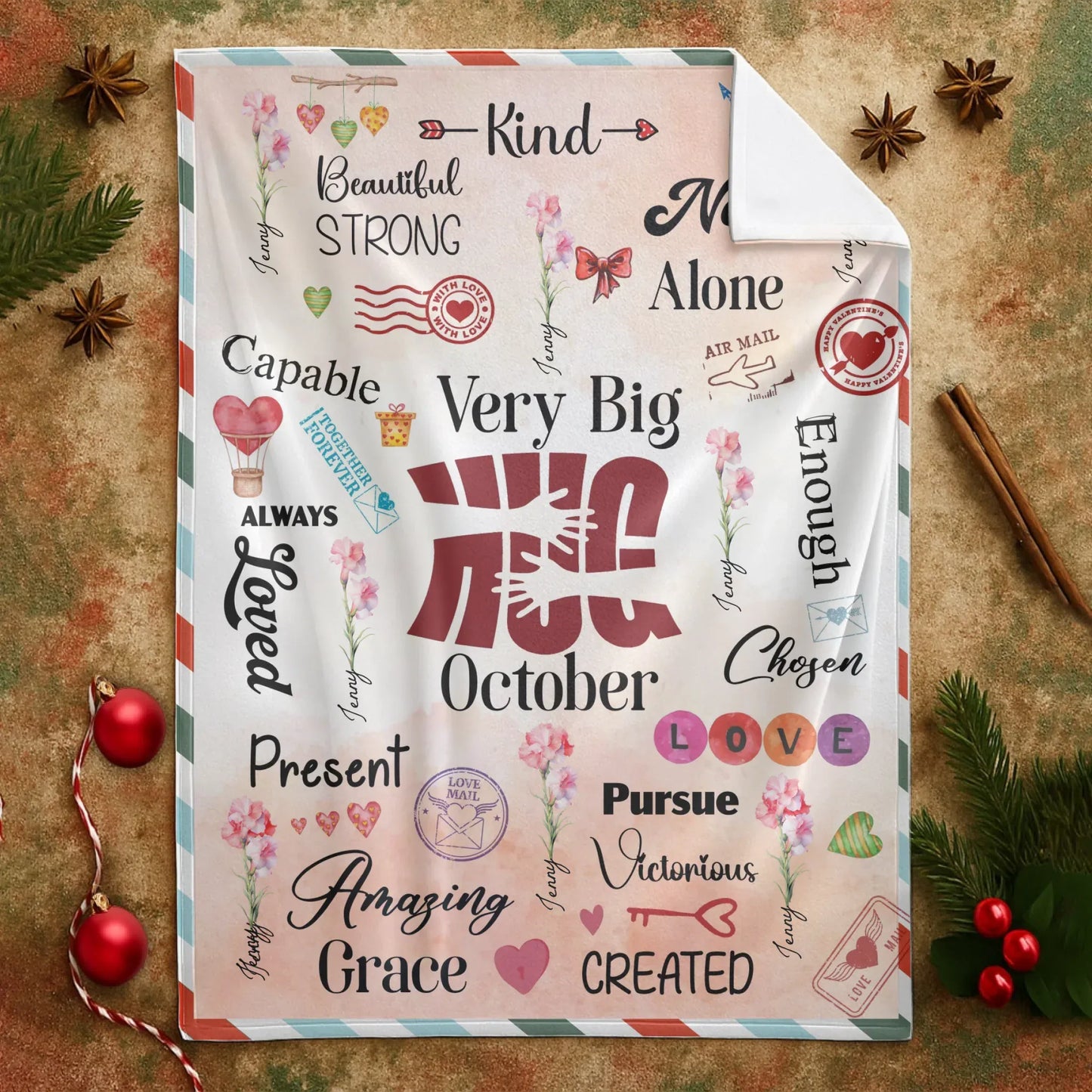 Very Big Hug Affirmations - Personalized Name Affirmation Blanket