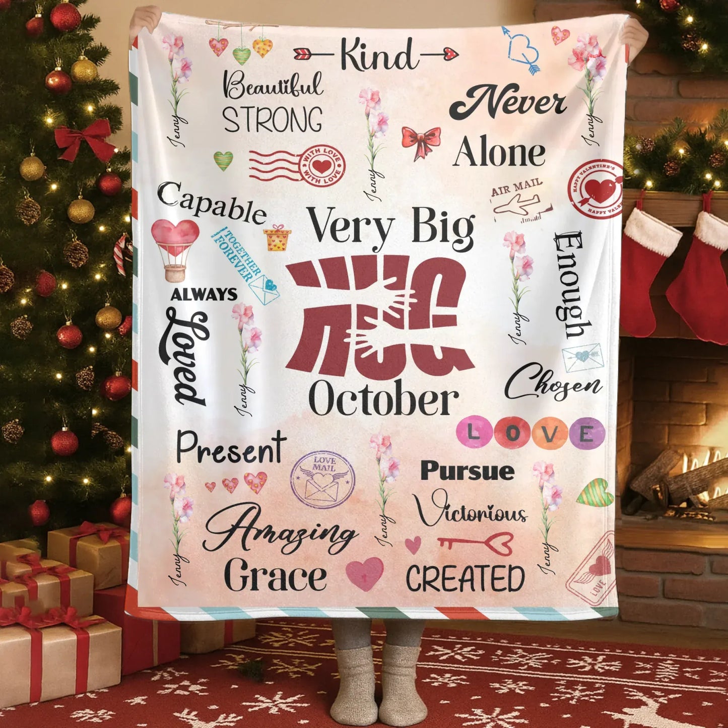 Blanket Custom KNT / White / 30x40in / 76x101cm Very Big Hug Affirmations - Personalized Name Affirmation Blanket