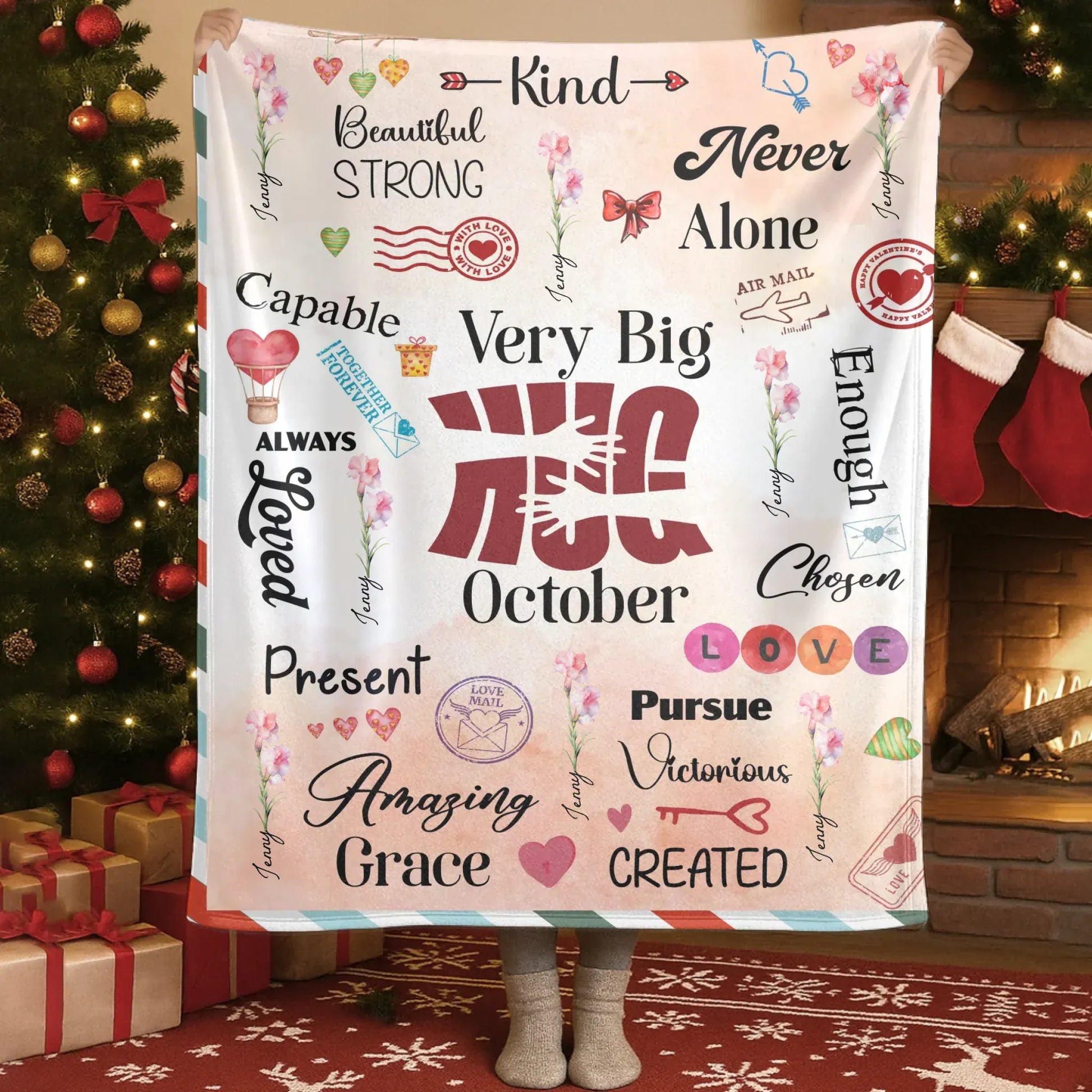 Blanket Custom KNT / White / 30x40in / 76x101cm Very Big Hug Affirmations - Personalized Name Affirmation Blanket