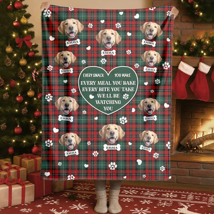 Custom Christmas Dog Blanket – Personalized Pet Photo Tartan Plaid Gift