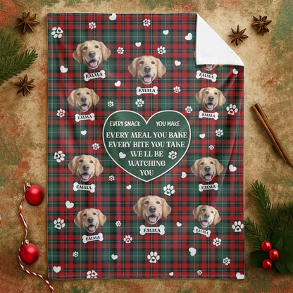 Custom Christmas Dog Blanket – Personalized Pet Photo Tartan Plaid Gift