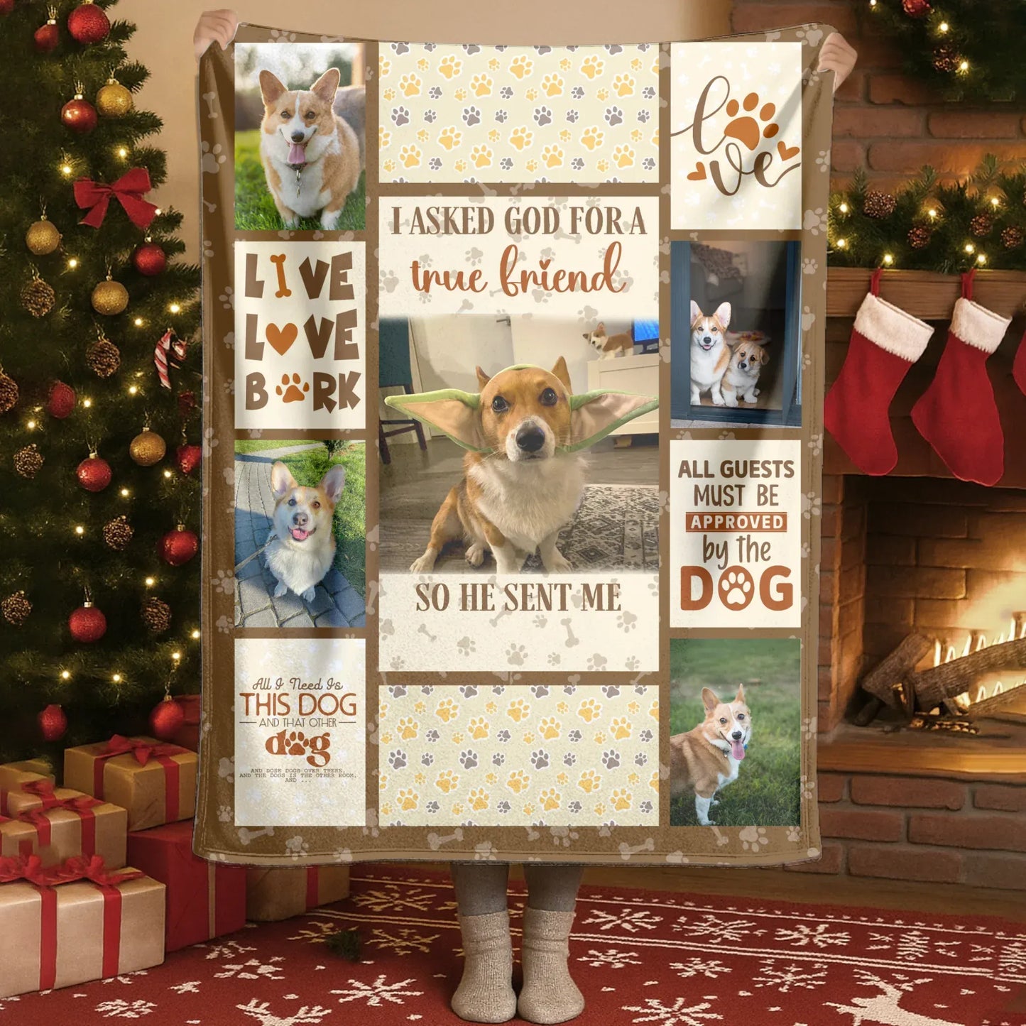 Custom Dog Blanket – Personalized Pet Photo Quilt Style Gift for Dog Lovers