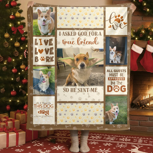 Blanket Custom KNT / White / 30x40in / 76x101cm Custom Dog Blanket – Personalized Pet Photo Quilt Style Gift for Dog Lovers