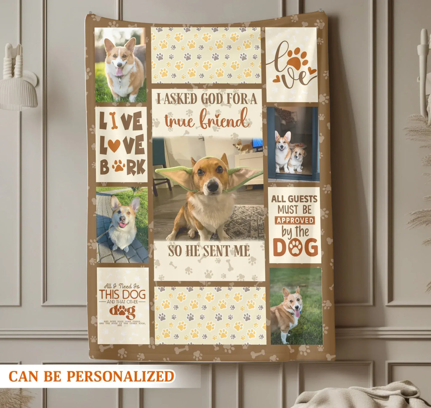 Custom Dog Blanket – Personalized Pet Photo Quilt Style Gift for Dog Lovers