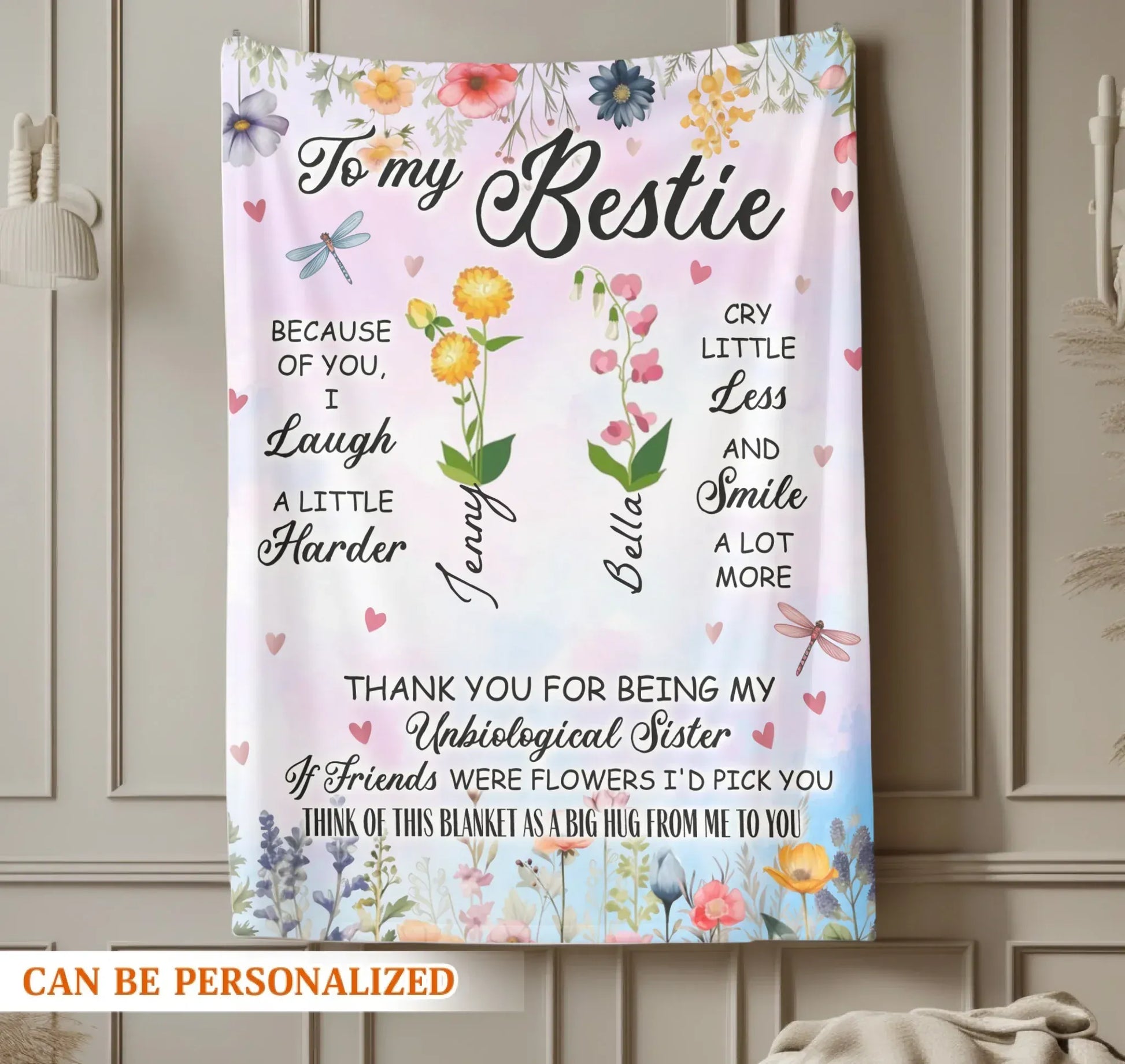 Think Of This Blanket As A Big Hug - Custom Birth Flower - Personalized Blanket