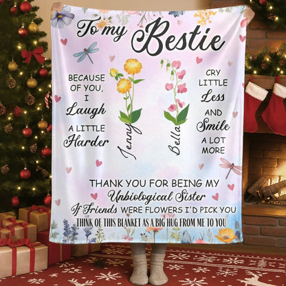 Blanket Custom KNT / White / 30x40in / 76x101cm Think Of This Blanket As A Big Hug - Custom Birth Flower - Personalized Blanket