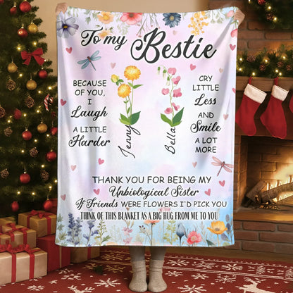 Think Of This Blanket As A Big Hug - Custom Birth Flower - Personalized Blanket