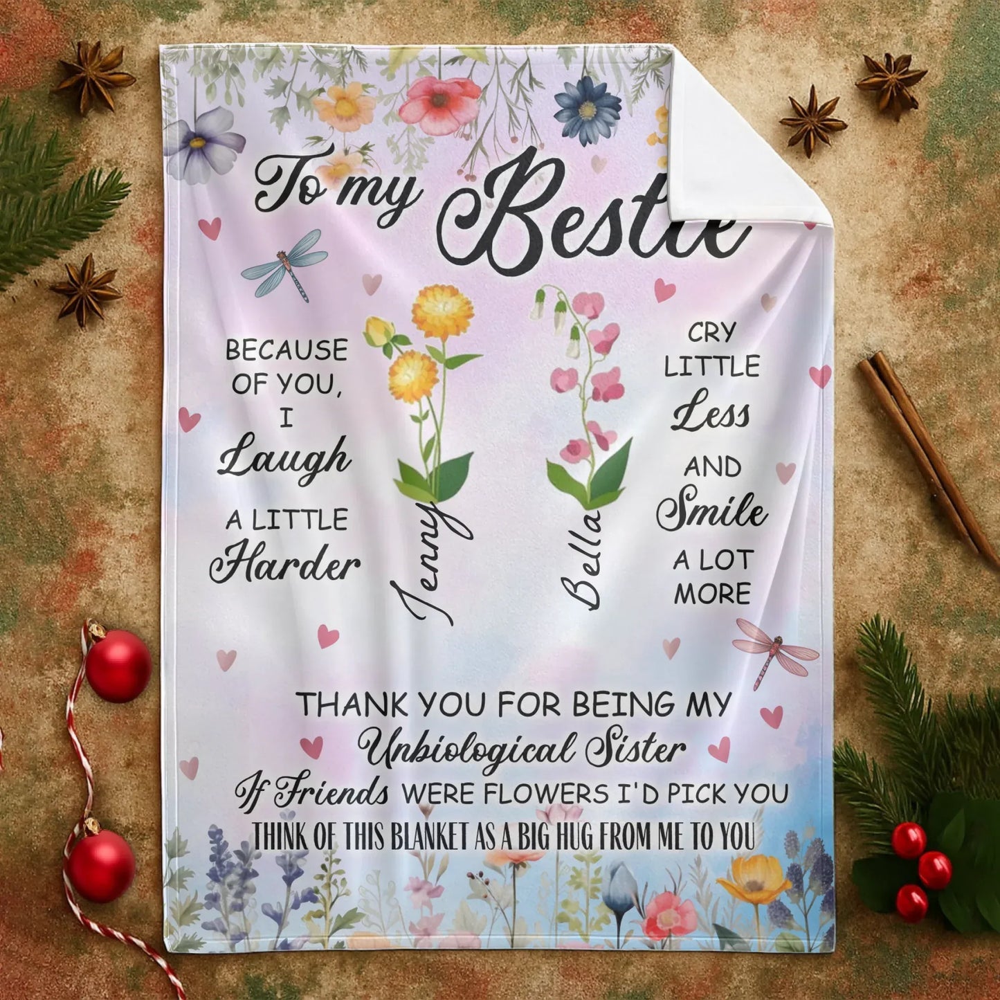 Think Of This Blanket As A Big Hug - Custom Birth Flower - Personalized Blanket