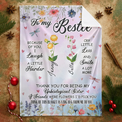 Think Of This Blanket As A Big Hug - Custom Birth Flower - Personalized Blanket