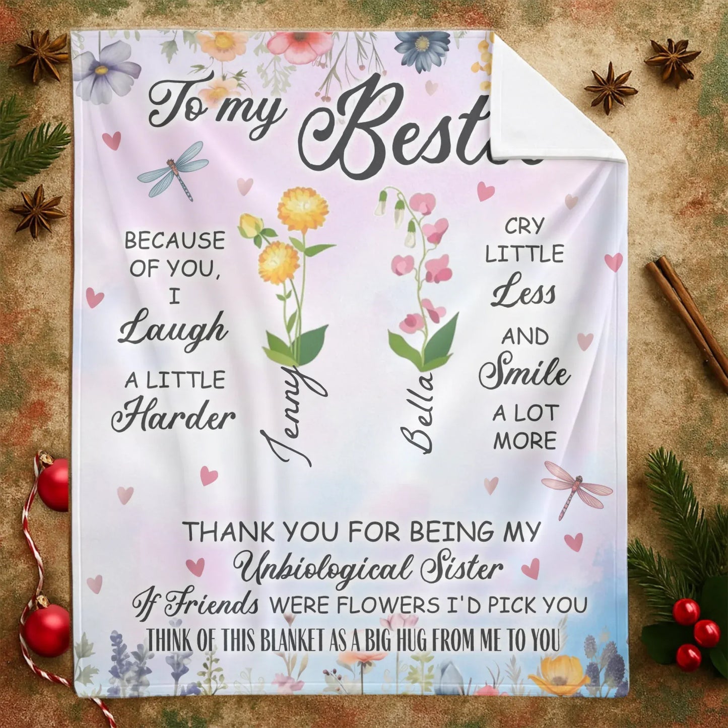 Think Of This Blanket As A Big Hug - Custom Birth Flower - Personalized Blanket