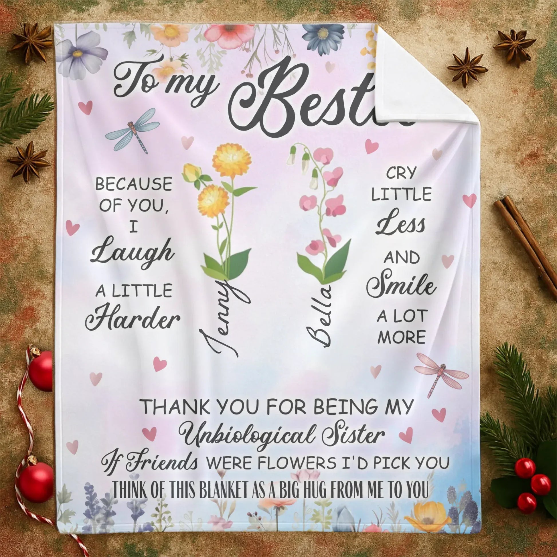 Think Of This Blanket As A Big Hug - Custom Birth Flower - Personalized Blanket