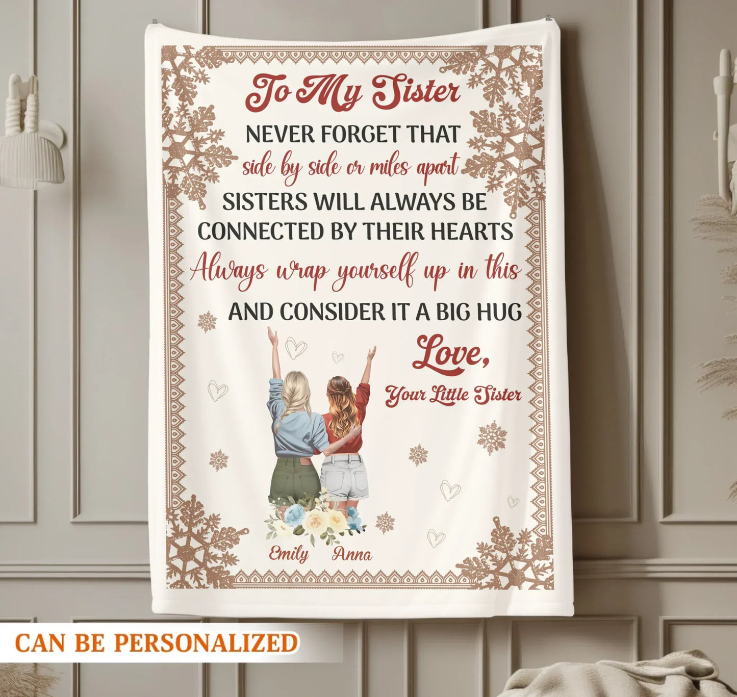 Personalized Sister Blanket – Custom Gift from Little Sister with Names