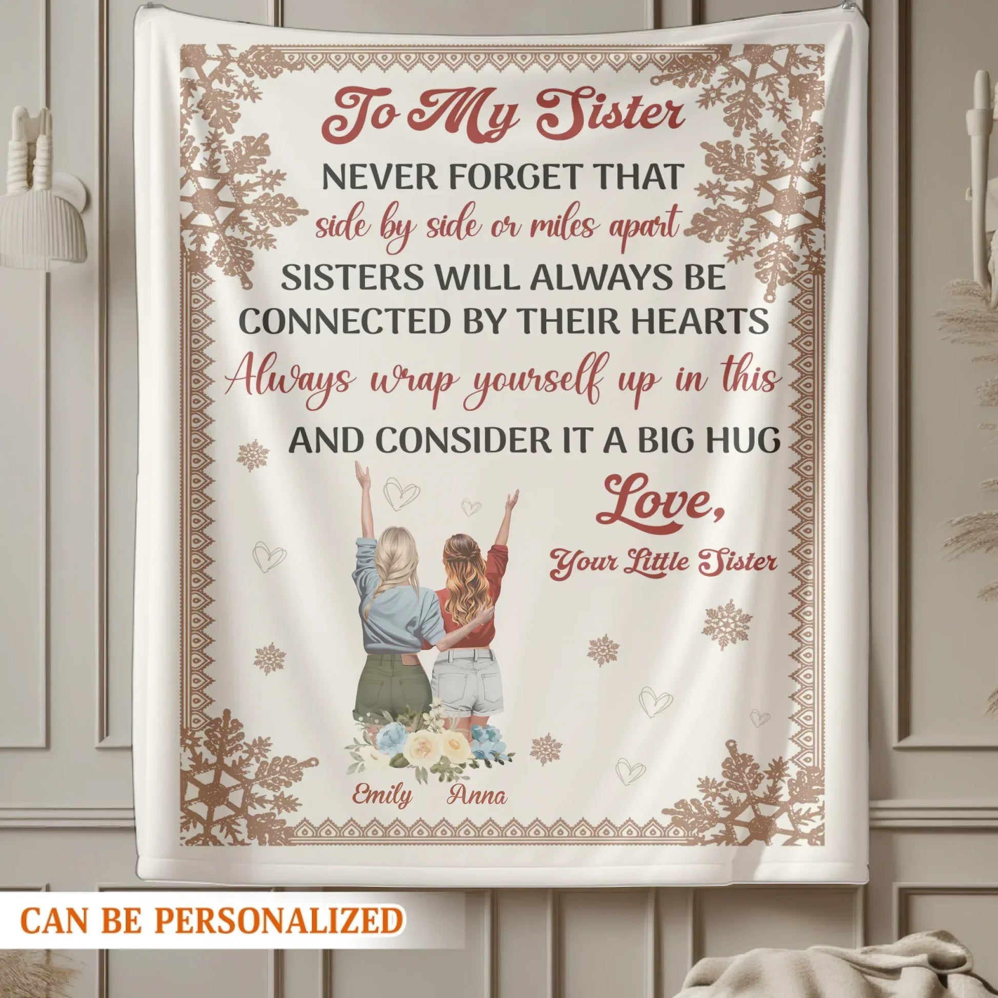 Personalized Sister Blanket – Custom Gift from Little Sister with Names