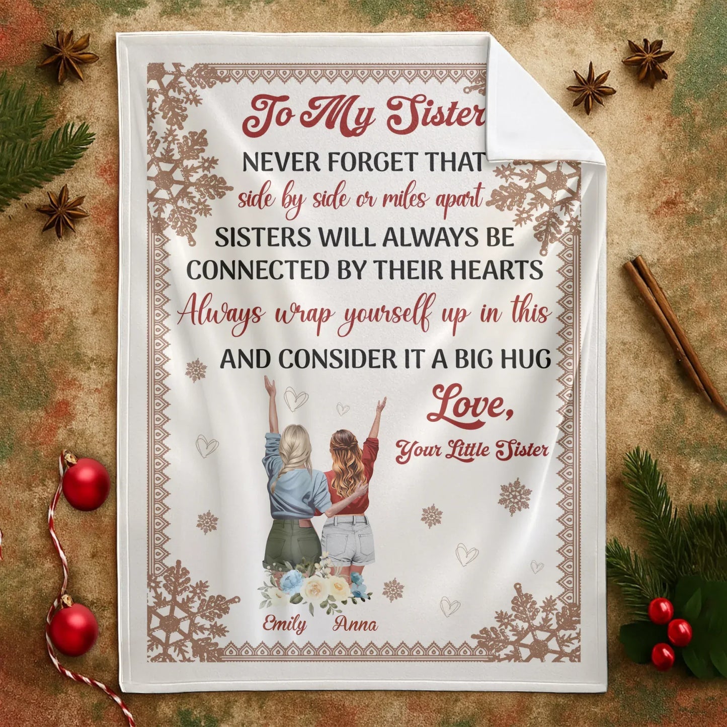 Personalized Sister Blanket – Custom Gift from Little Sister with Names