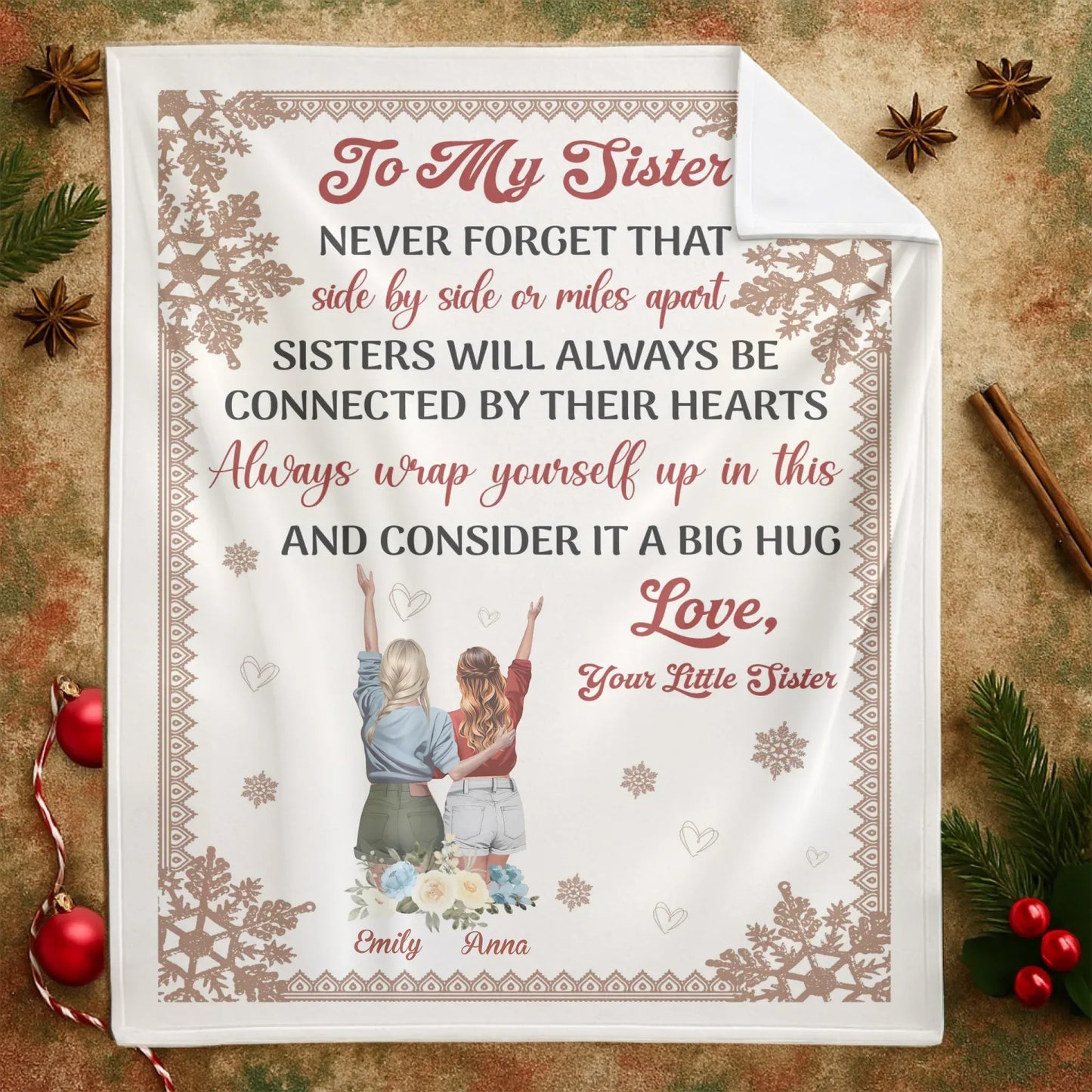 Personalized Sister Blanket – Custom Gift from Little Sister with Names