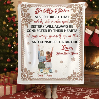 Blanket Custom KNT / White / 30x40in / 76x101cm Personalized Sister Blanket – Custom Gift from Little Sister with Names