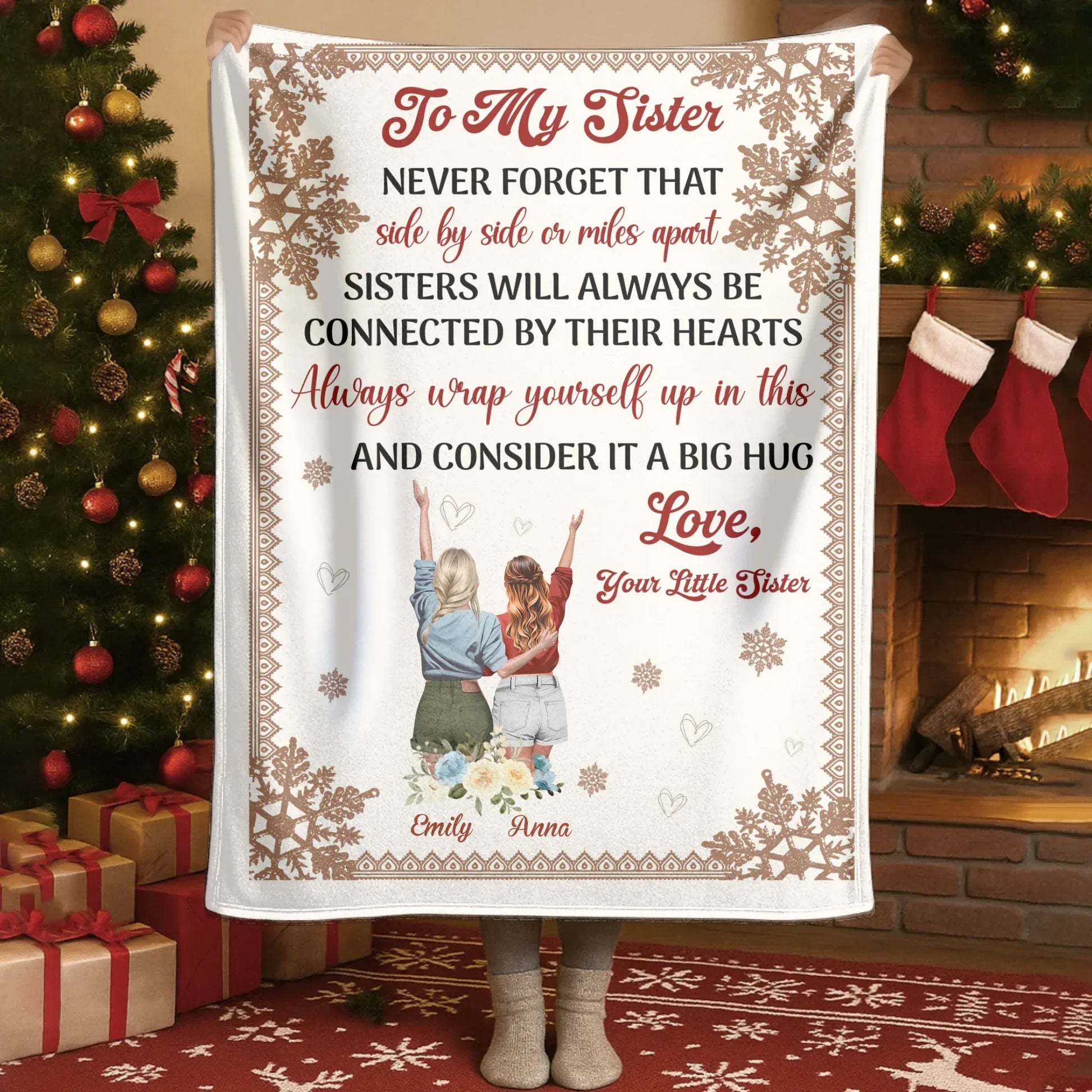 Personalized Sister Blanket – Custom Gift from Little Sister with Names